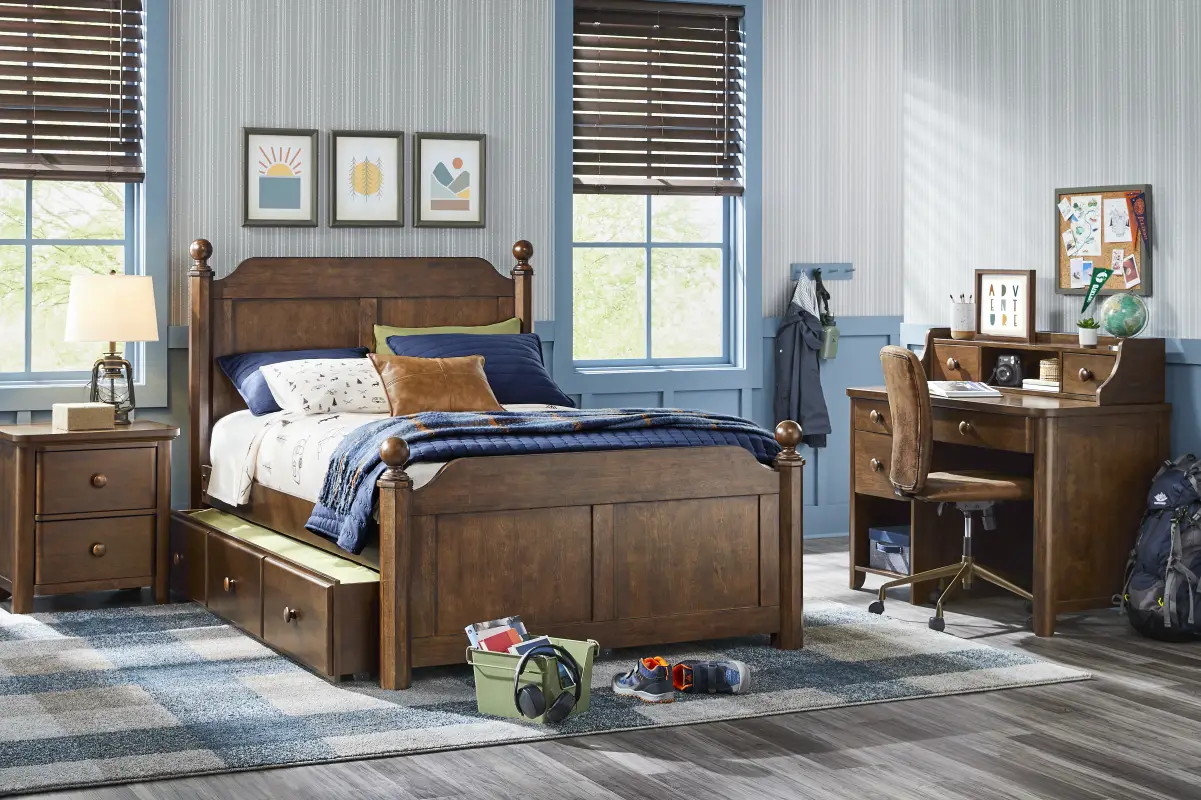 Kids South Bend Brown Cherry Twin Poster Bedroom