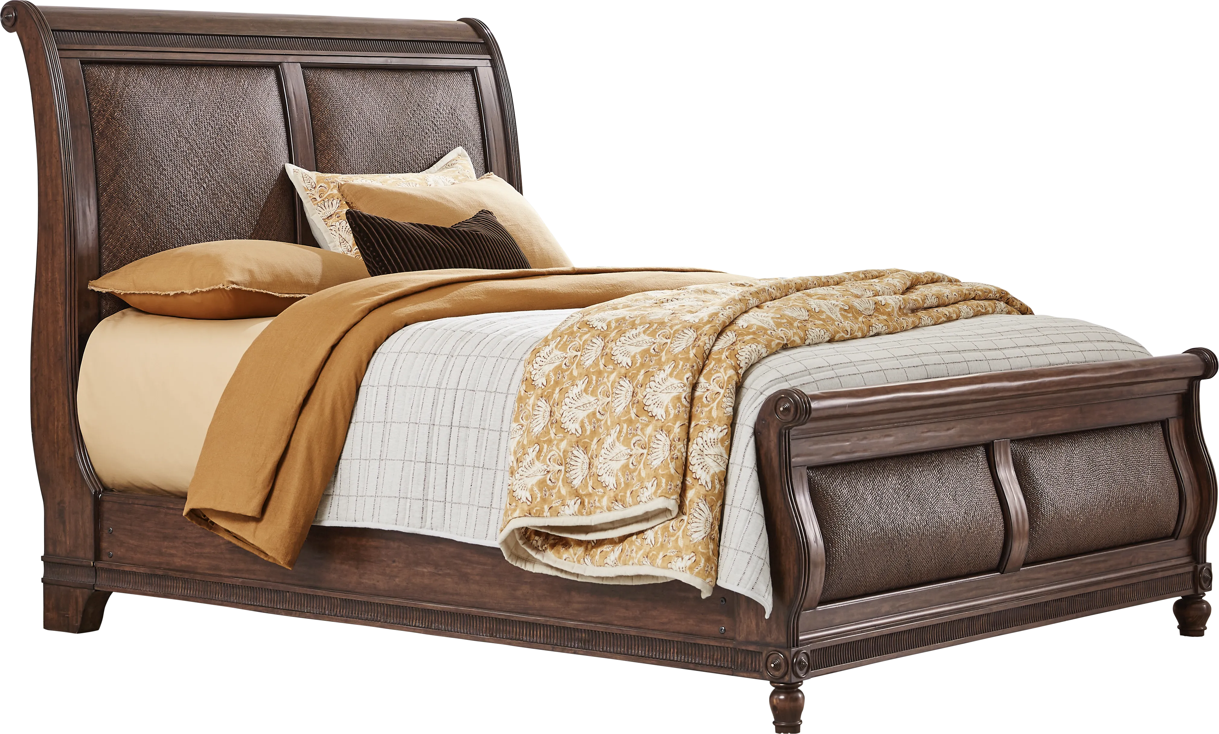 West Indies Brown 5 Pc King Sleigh Bedroom - Thumbnail - Image 2