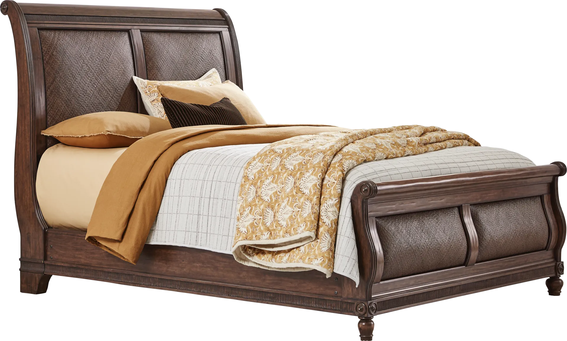 West Indies Brown 3 Pc Queen Sleigh Bed - Image 2