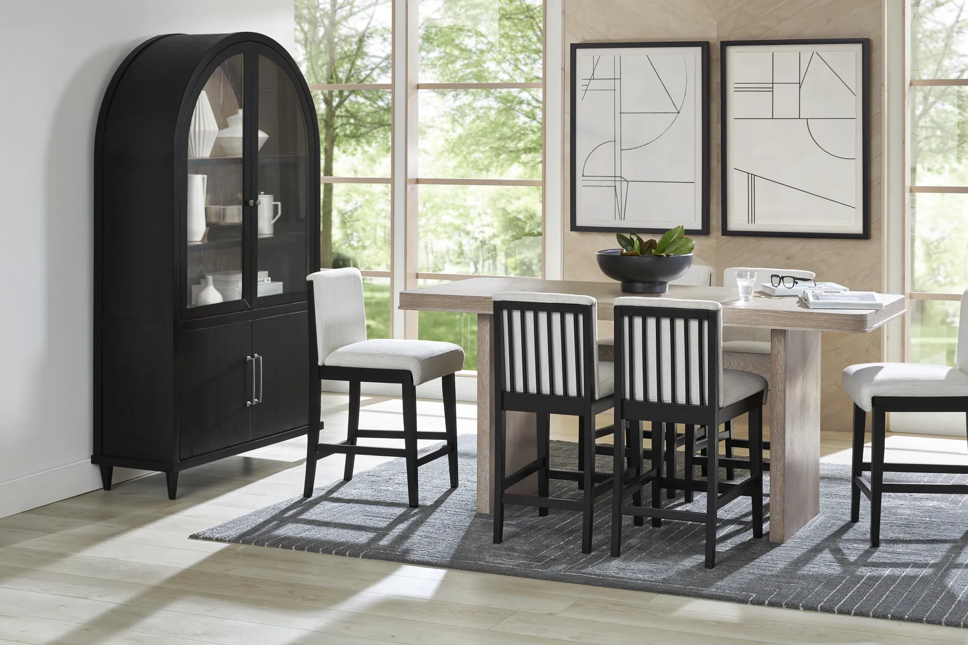 Portsmouth Natural 7 Pc Counter Height Dining Room with Black Stools - Image 1