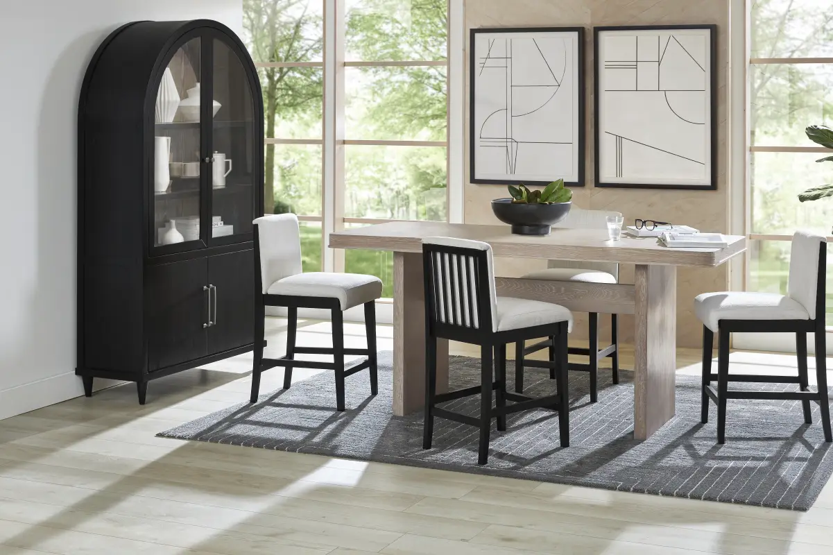 Portsmouth Natural 5 Pc Counter Height Dining Room with Black Stools