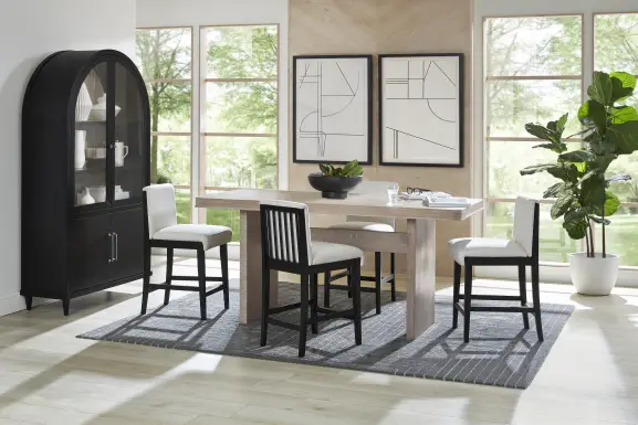 Portsmouth Natural 5 Pc Counter Height Dining Room with Black Stools