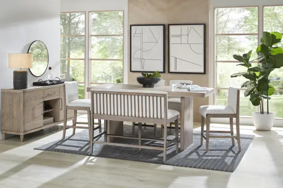 Portsmouth Natural 6 Pc Counter Height Dining Room with Natural Stools and Bench