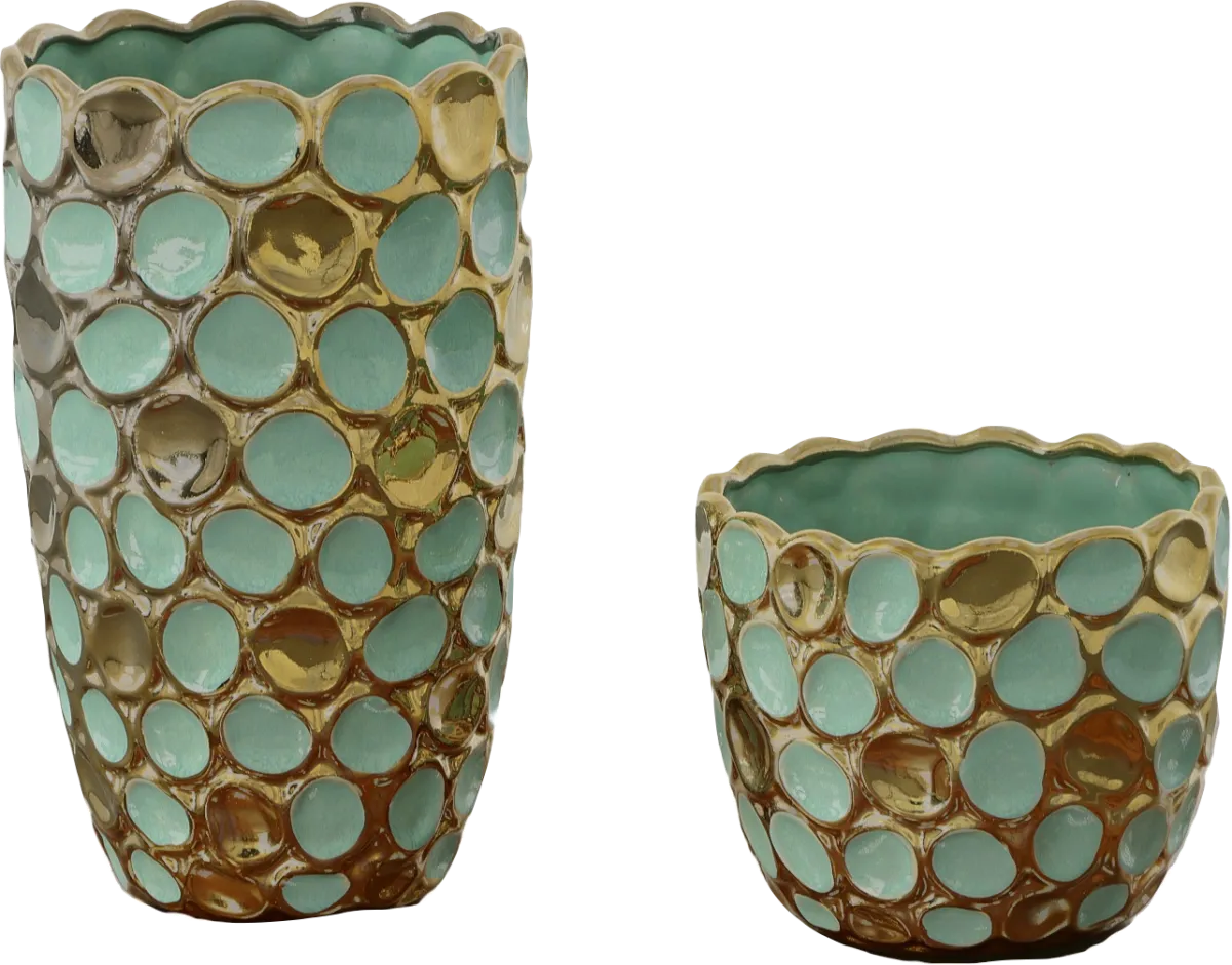Runacko Runako Turquoise Blue Vase, Set Of 2 | Rooms to Go