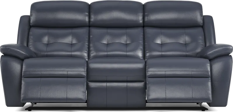 Antonin Blue Leather Reclining Sofa