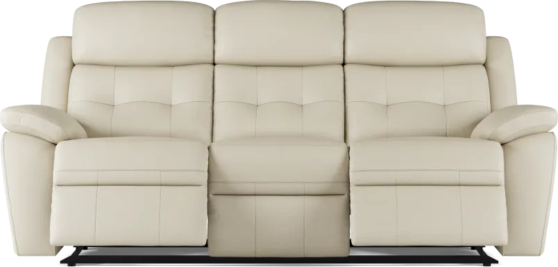 Antonin Beige Leather Reclining Sofa