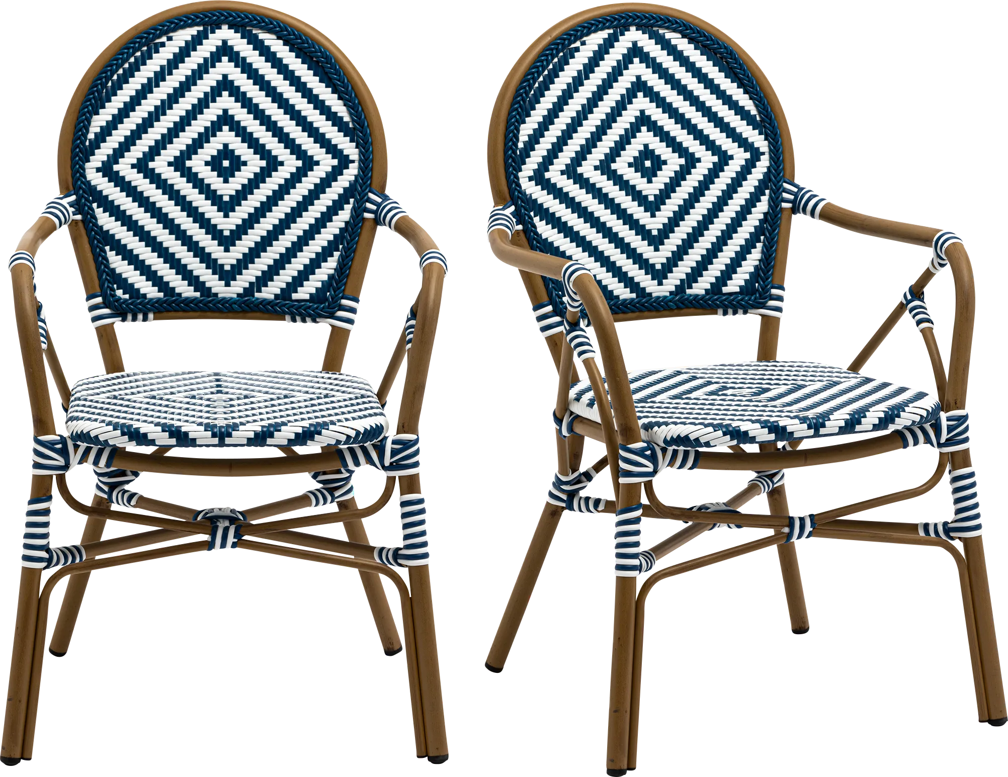 Outdoor Carriageton Blue Arm Chair, Set of 2 - Thumbnail - Image 1