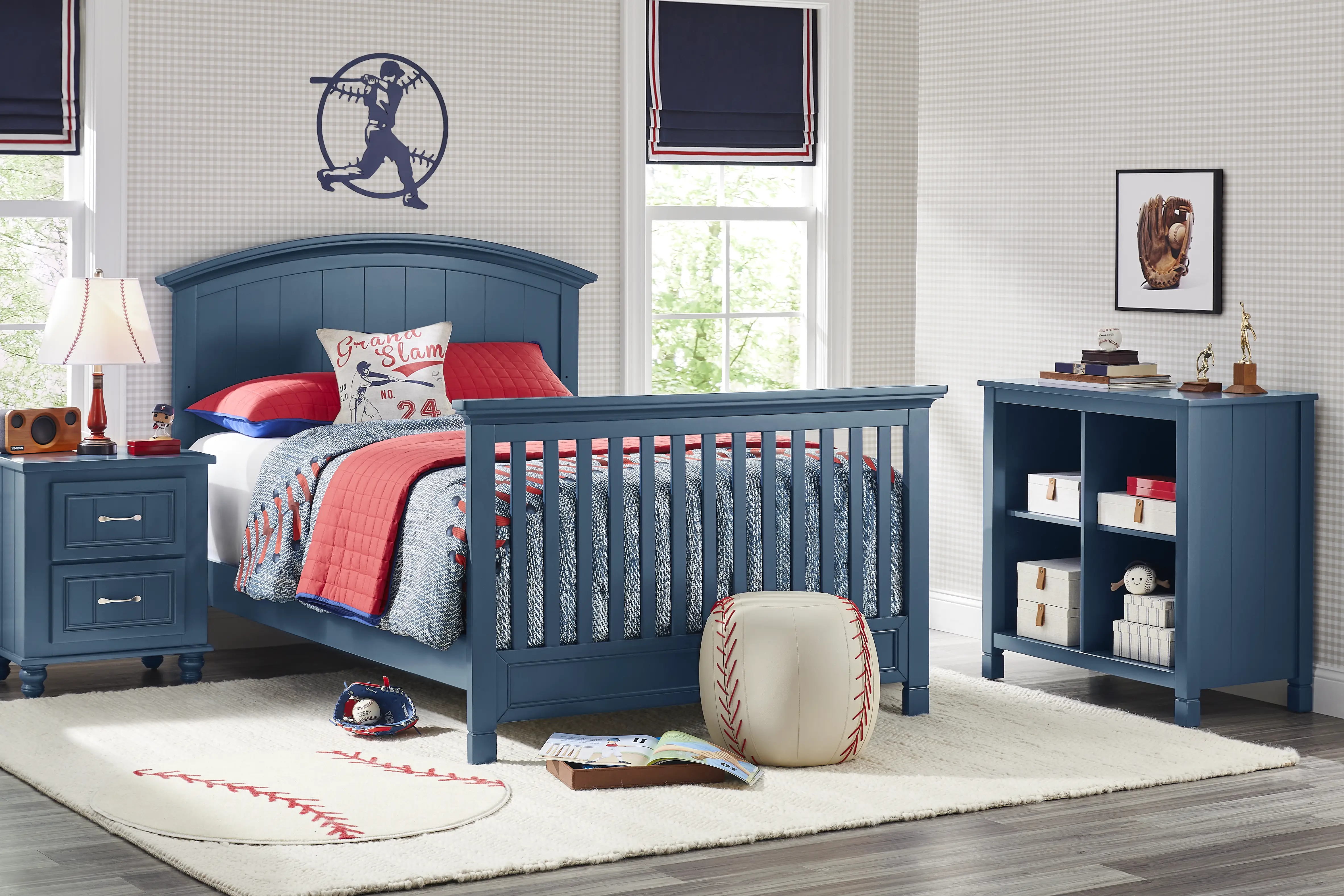 Kids Cottage Colors Navy 4-in-1 Convertible Nursery Set with Toddler and Full Conversion Rails - Thumbnail - Image 1