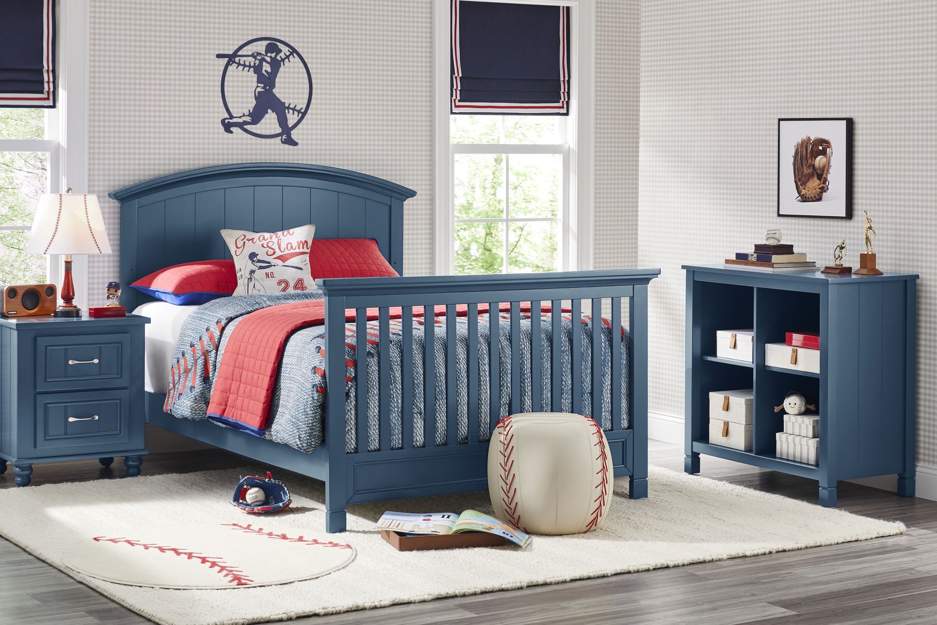 Kids Cottage Colors Navy Nursery with Toddler and Full Conversion Rails - Image 1