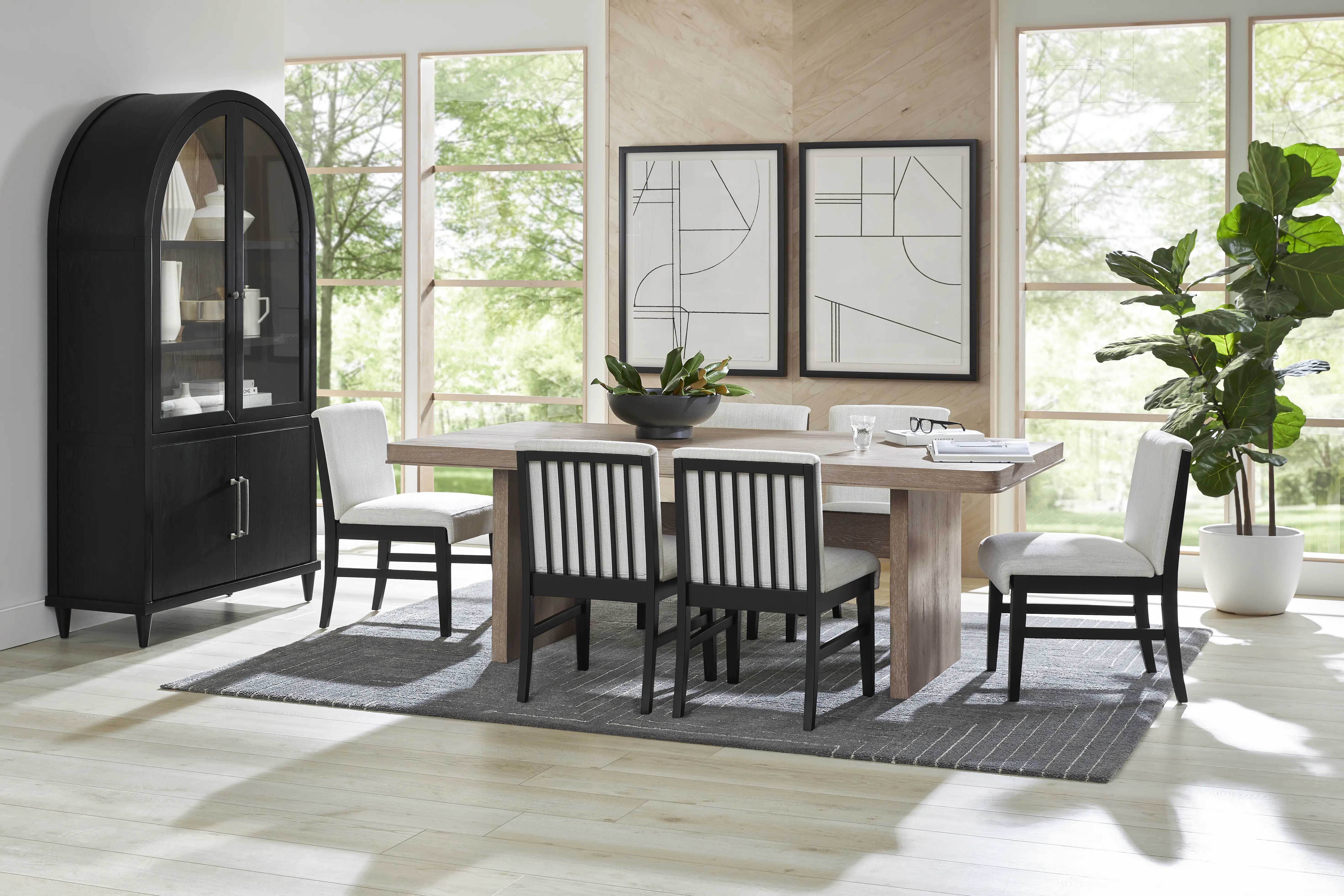 Portsmouth Natural 5 Pc Dining Room with Black Chairs - Thumbnail - Image 1