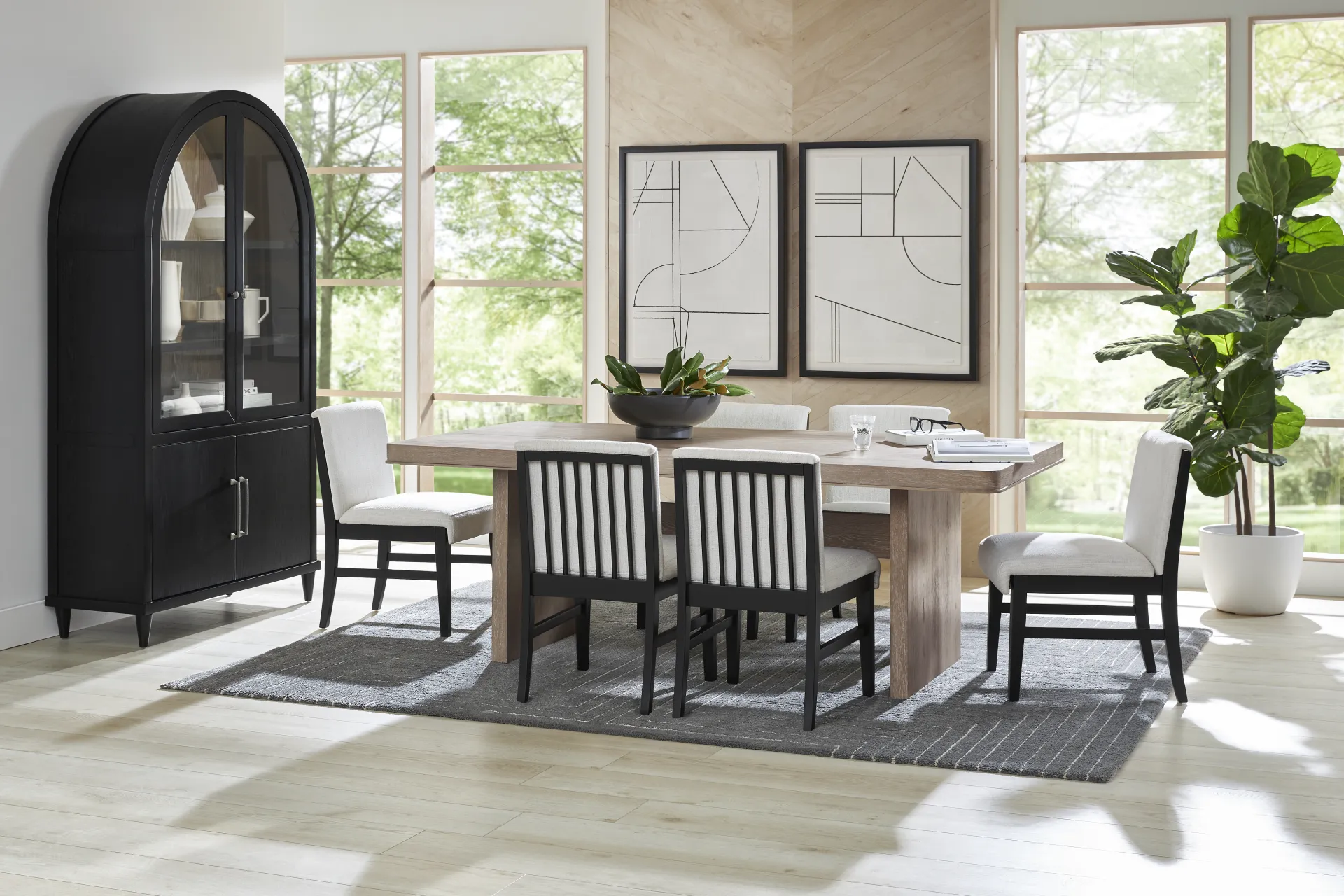 Portsmouth Natural 5 Pc Dining Room with Black Chairs - Image 1