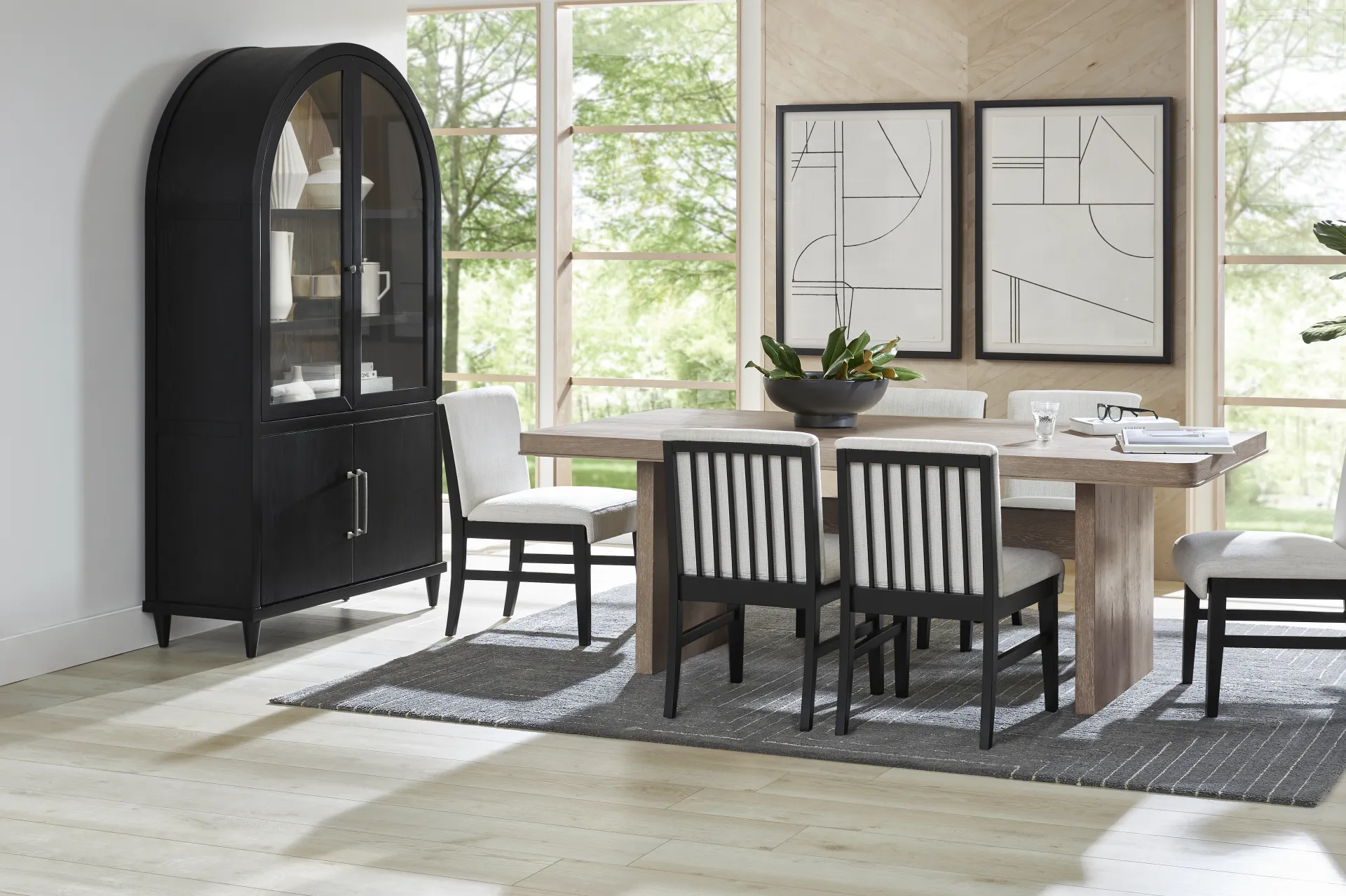 Portsmouth Natural 5 Pc Dining Room with Black Chairs - Image 1