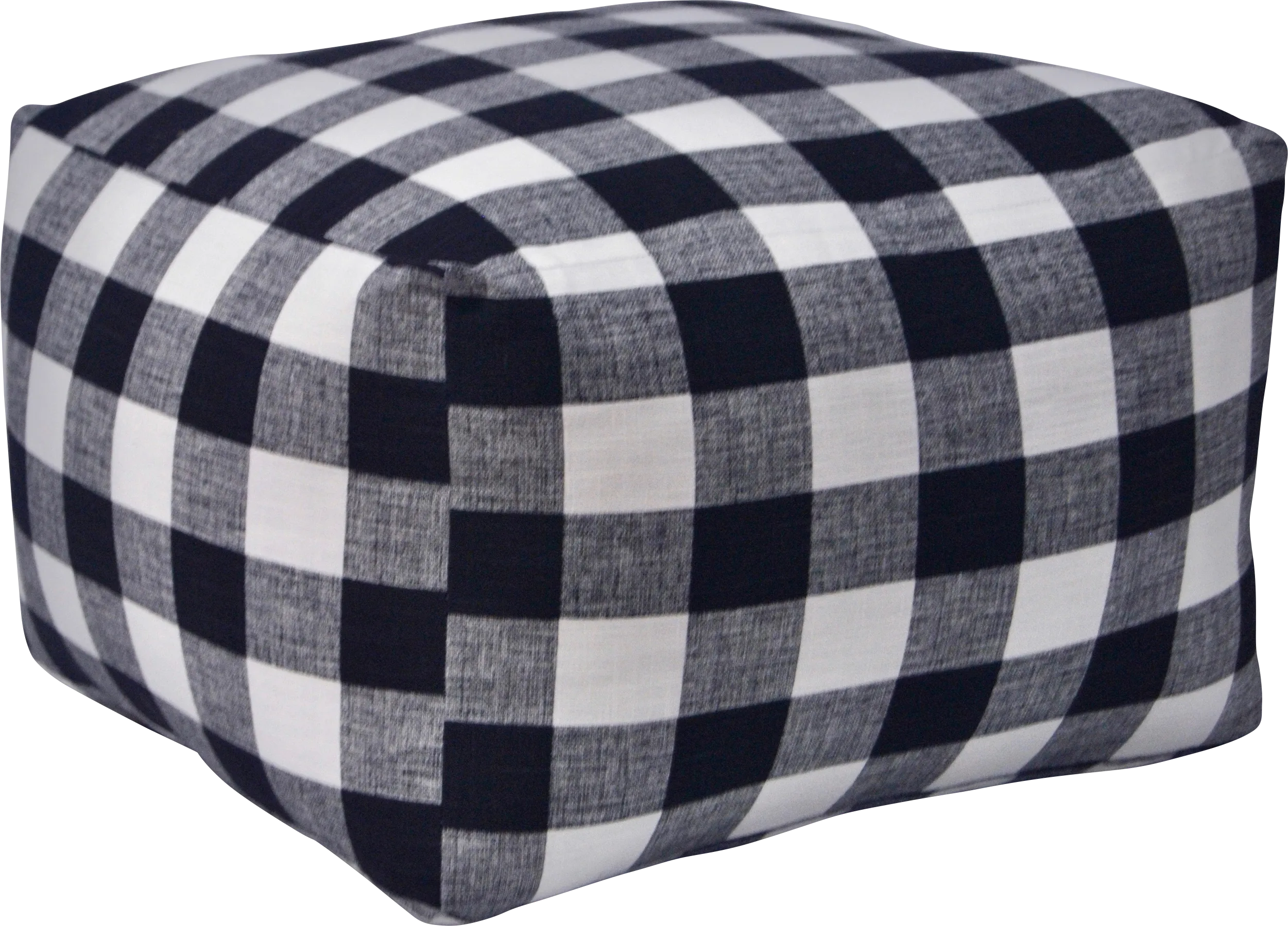 Caelus Black Plaid Square Pouf - Image 1