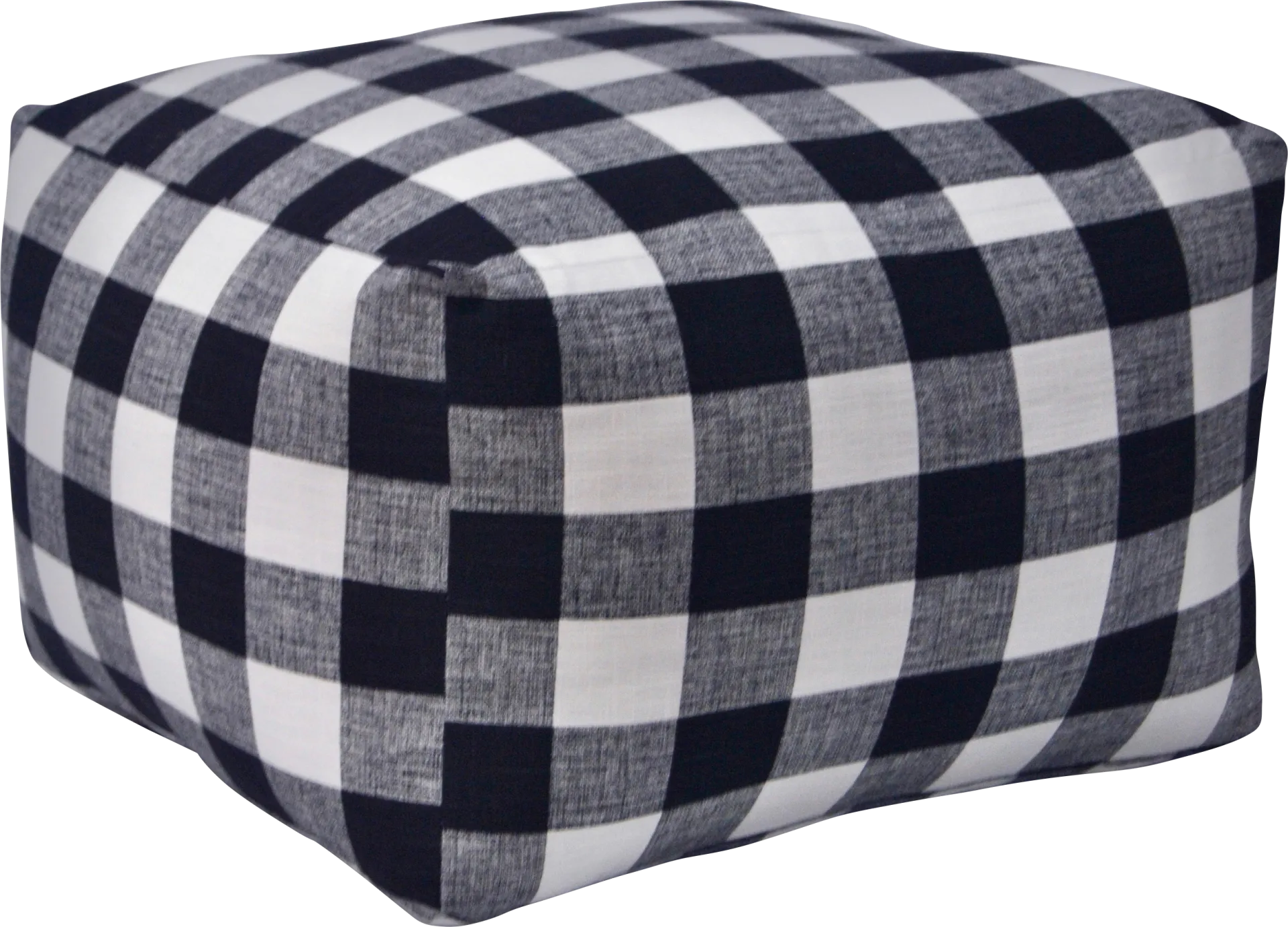 Caelus Black Plaid Square Pouf - Image 1