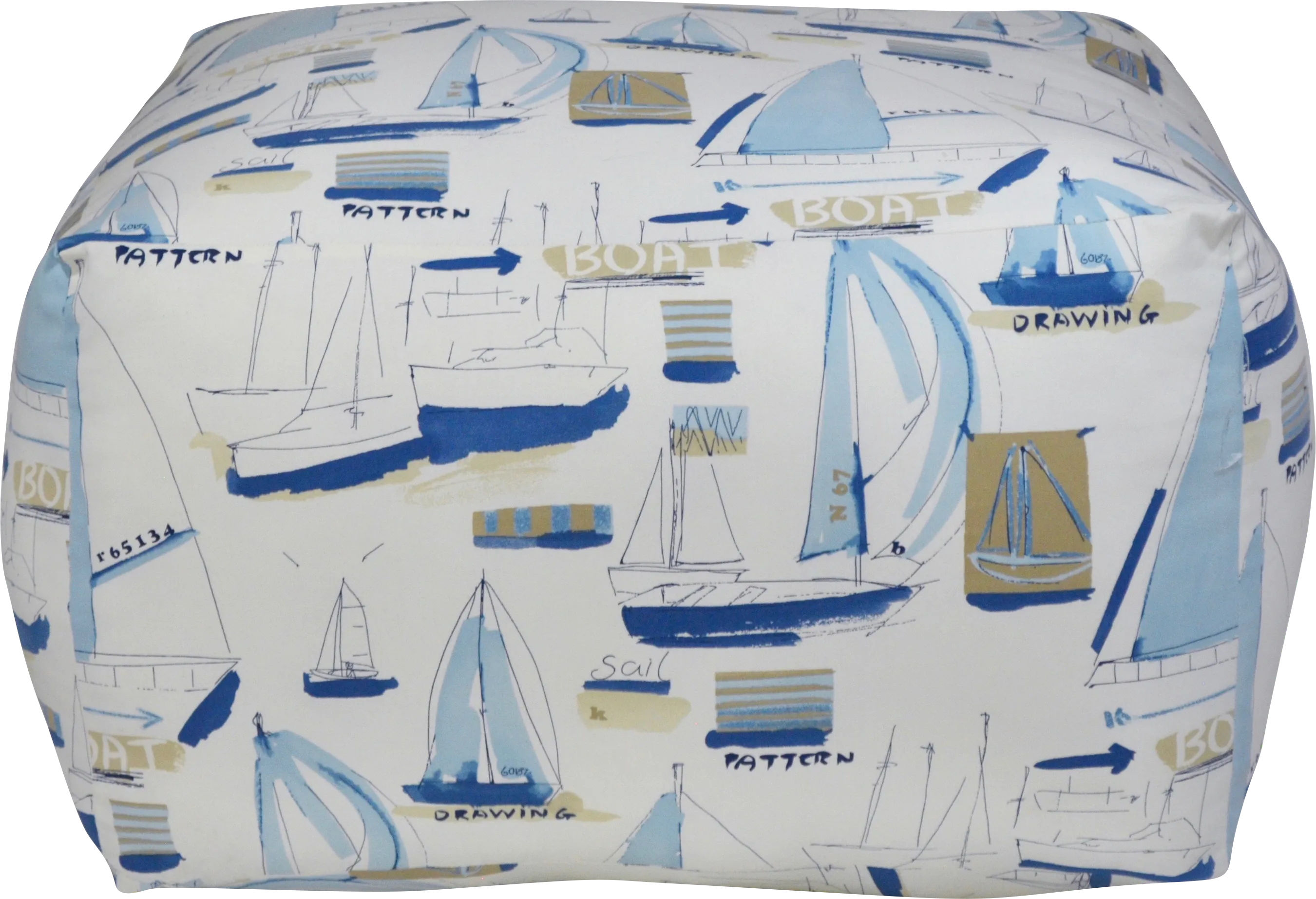 Caelus Blue Square Pouf - Image 1
