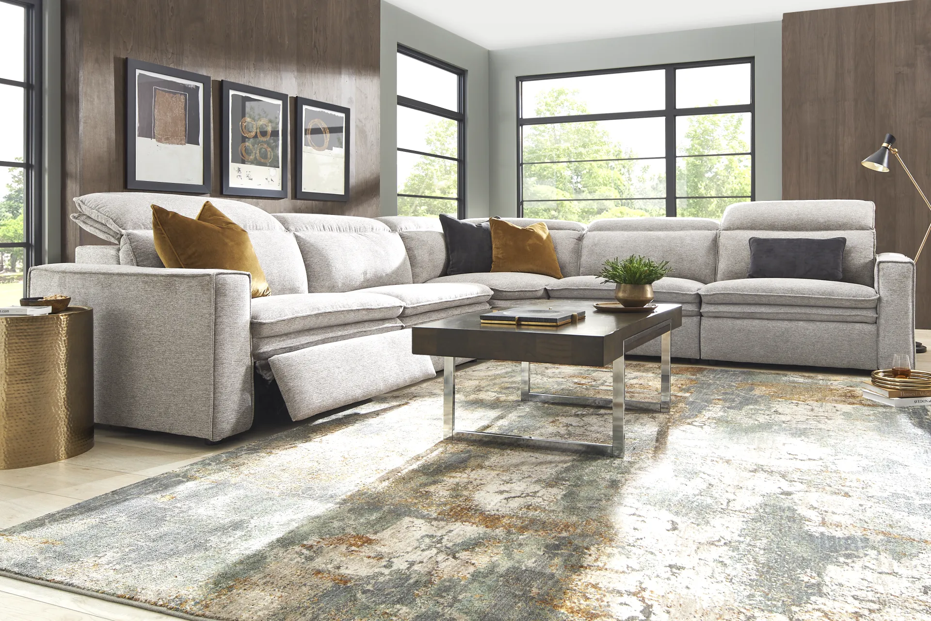 Salvator Street Gray 5 Pc Dual Power Reclining Sectional - Image 1