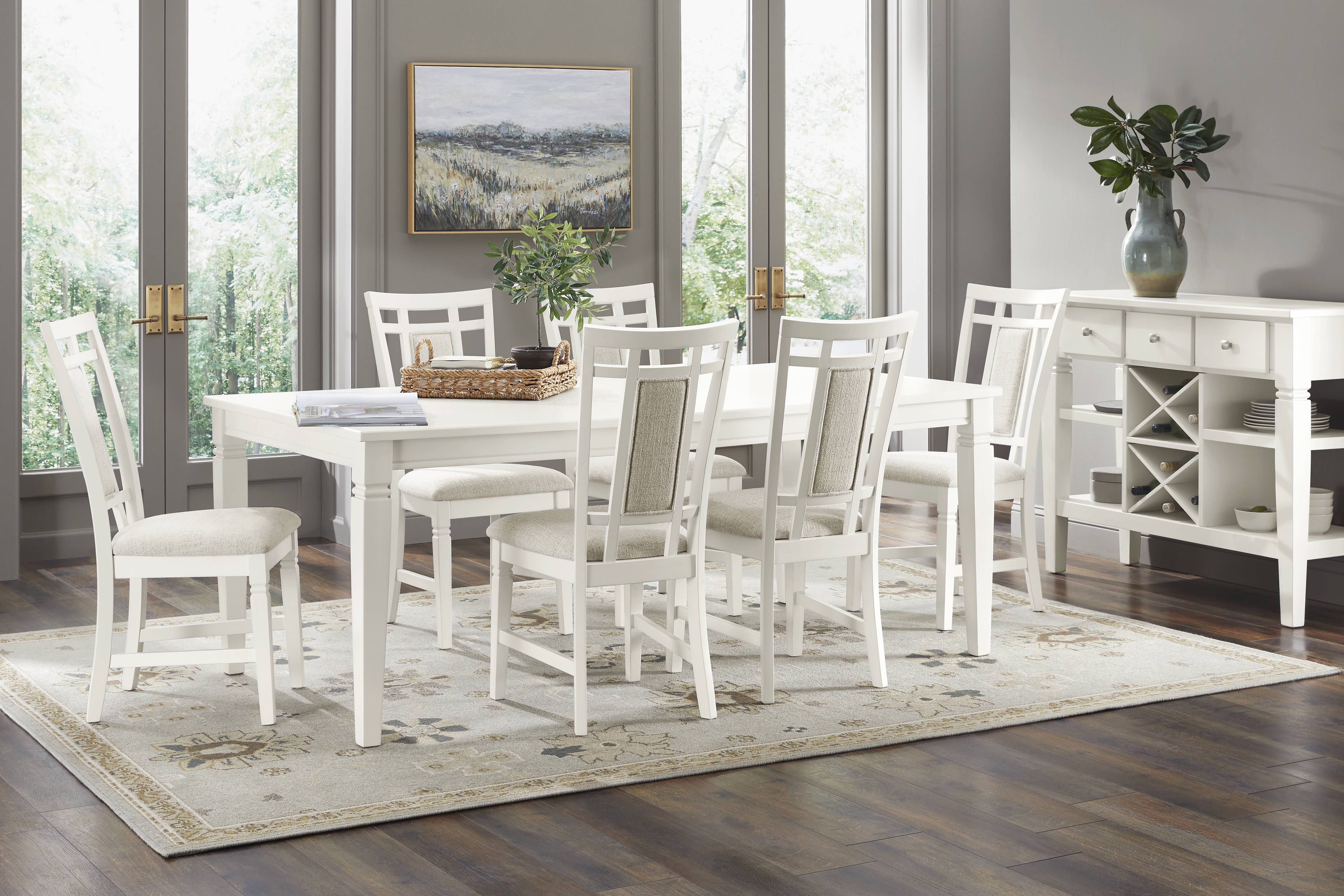 Winslow White 5 Pc Rectangle Dining Room with Upholstered Chairs - Thumbnail - Image 1