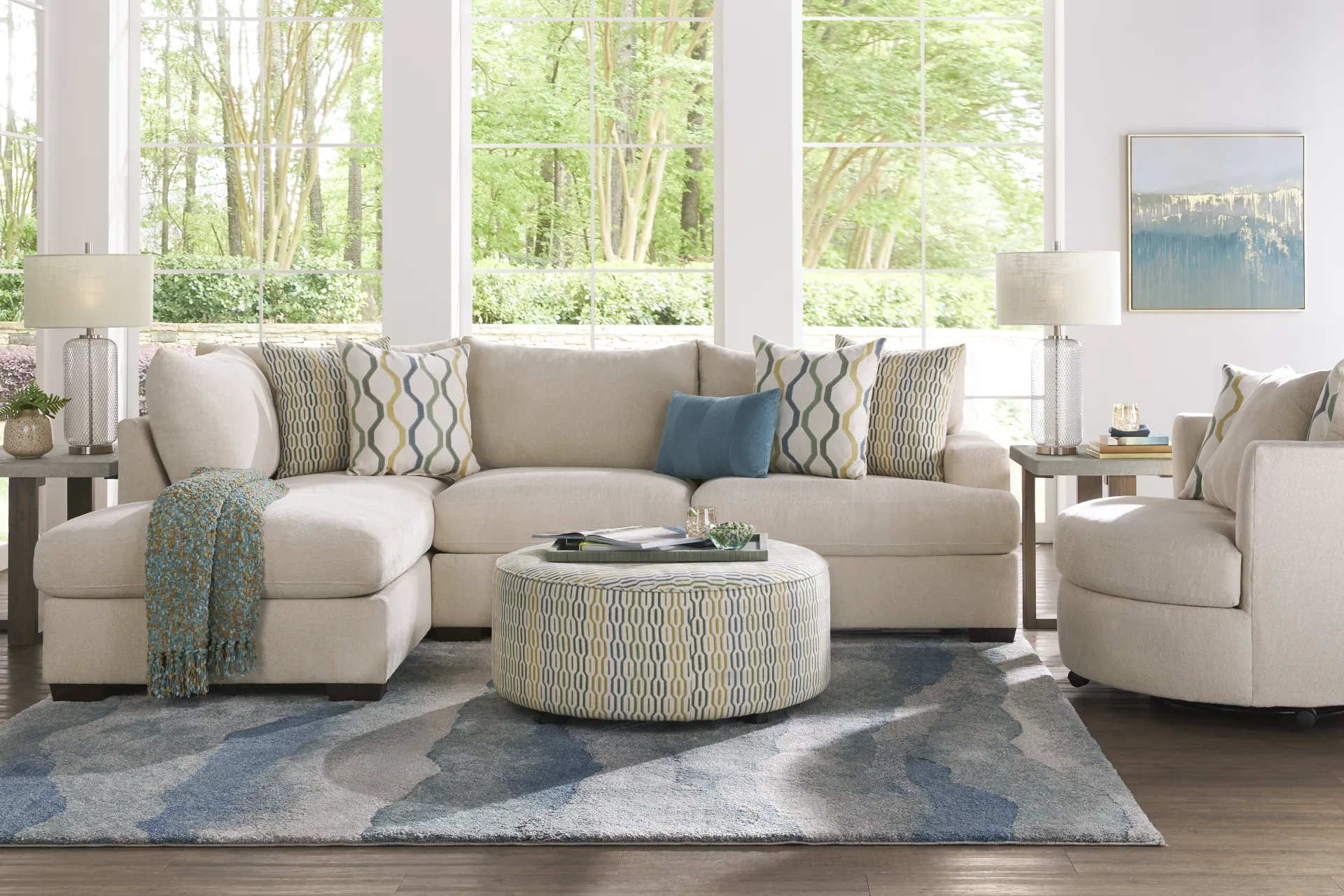 Briar Street Beige Chenille 2 Pc Sectional - Image 1
