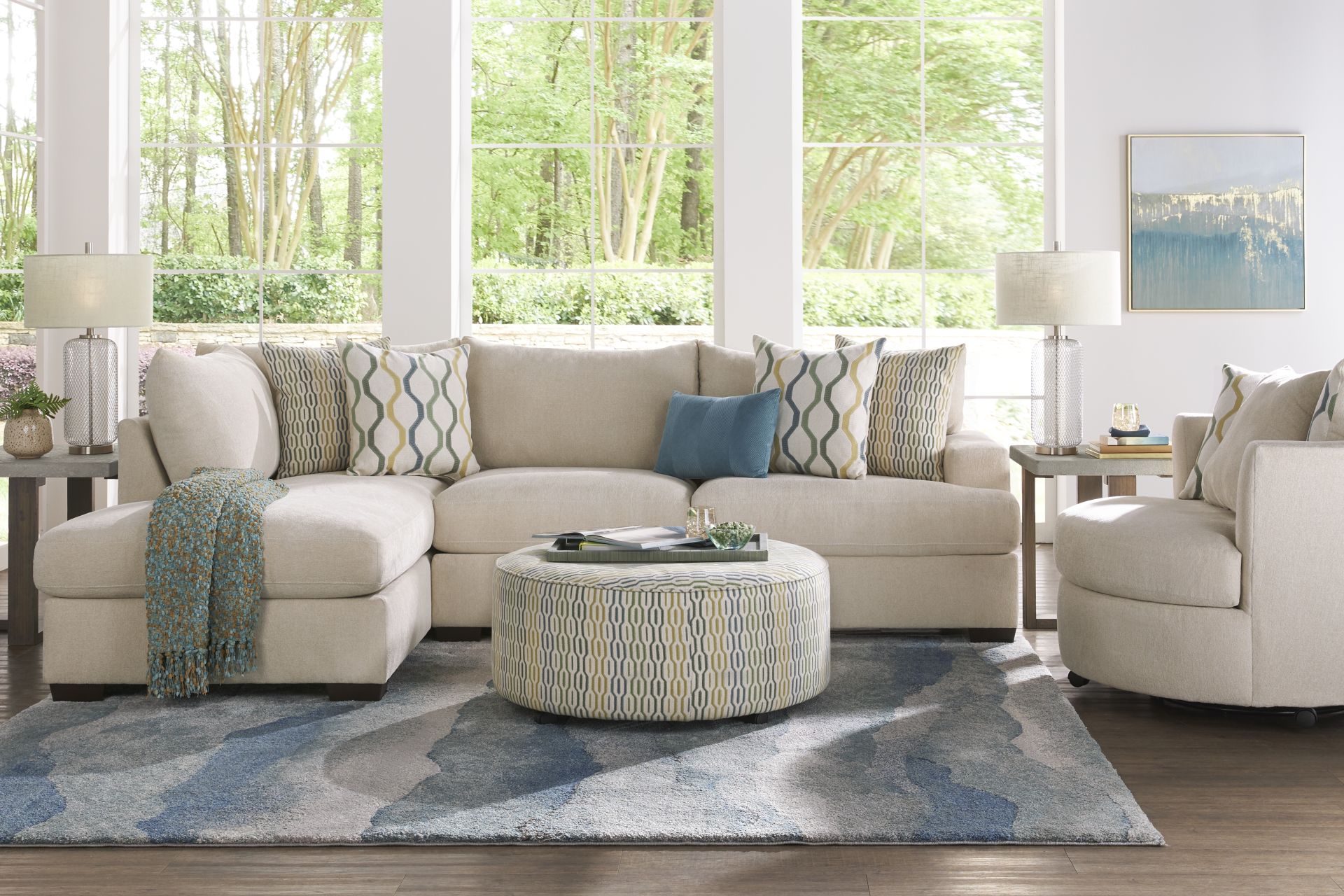 Briar Street Beige Chenille 2 Pc Sectional - Image 2
