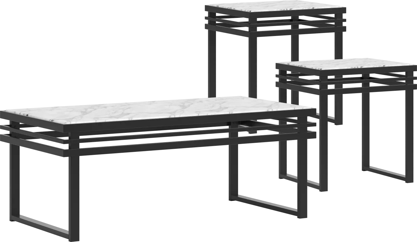 Truanni Black 3 Pc Table Set