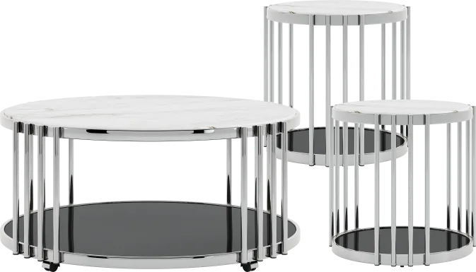 Bardiglio Silver 3 Pc Occasional Table Set