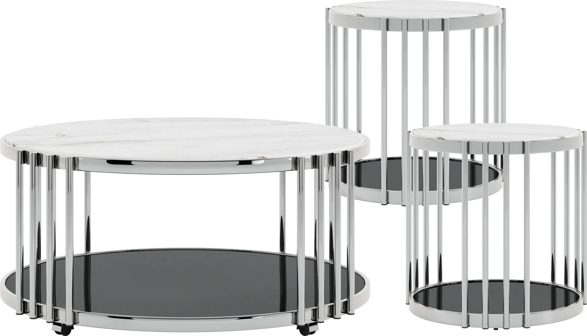 Bardiglio Silver 3 Pc Occasional Table Set - Image 1