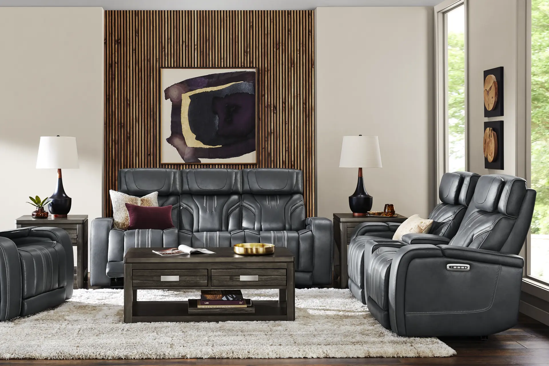 Southlake Navy 5 Pc Triple Power Reclining Living Room