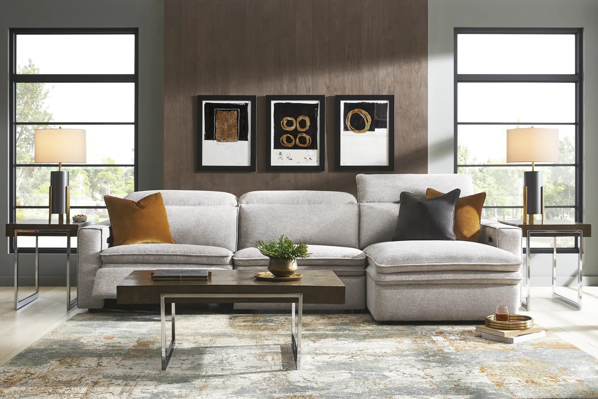 Salvator Street Gray 3 Pc Dual Power Reclining Sectional - Image 1