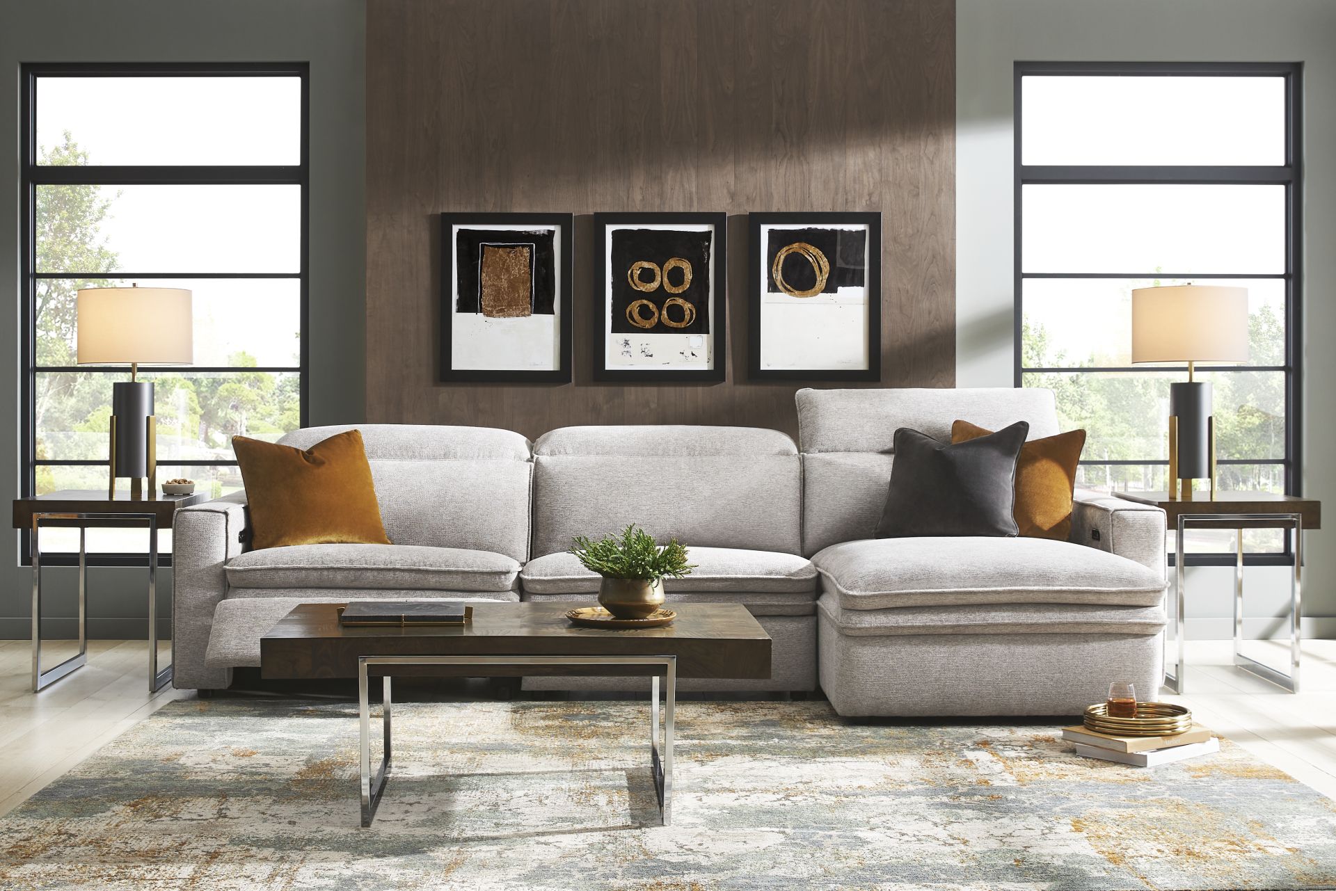 Salvator Street Gray 7 Pc Dual Power Reclining Sectional Living Room - Image 1