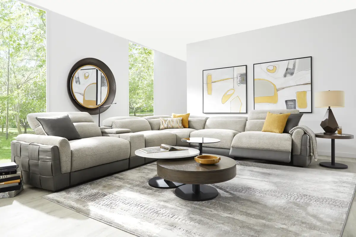 Cindy Crawford Seneca Falls Gray Woven 6 Pc Dual Power Reclining