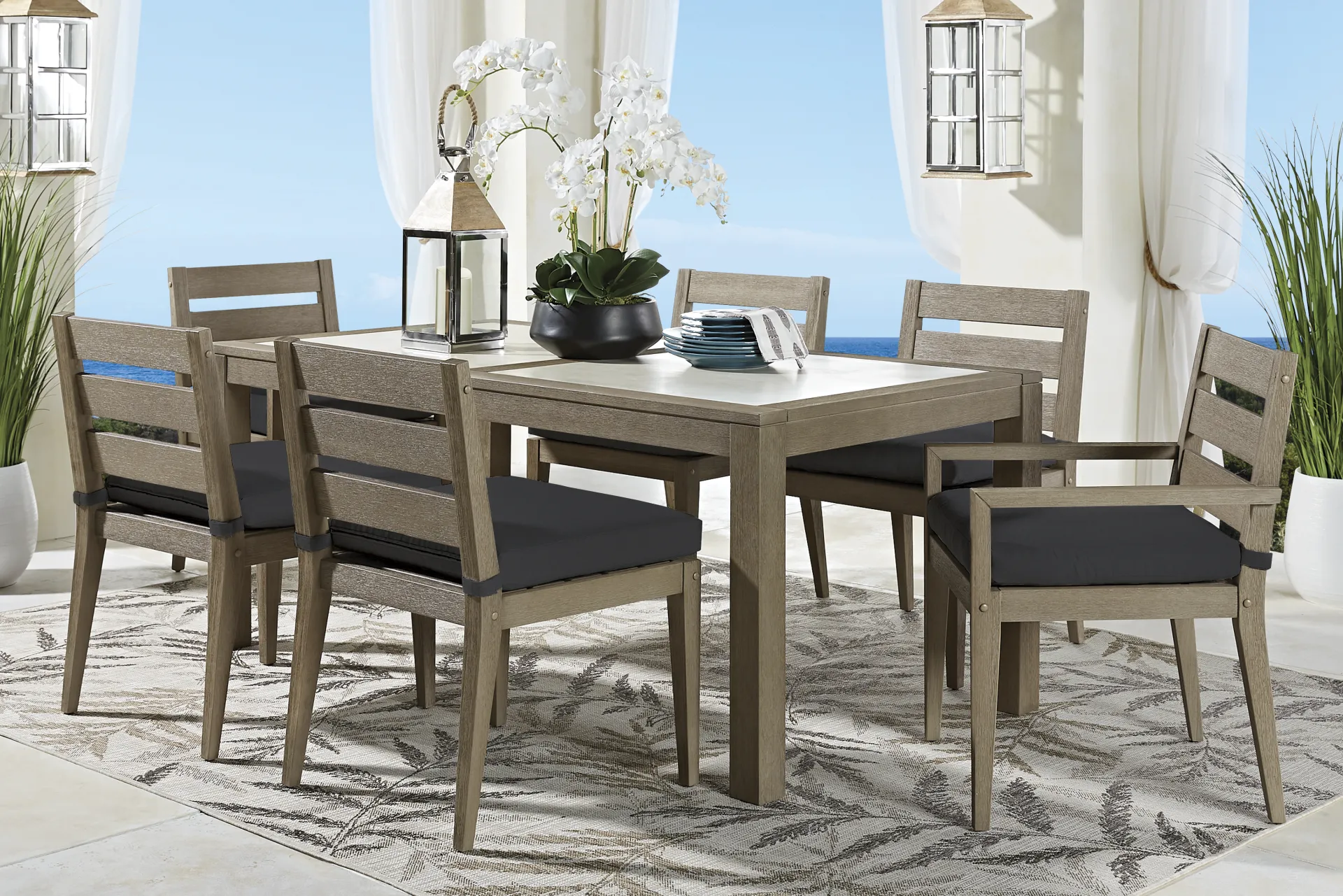 Lake Tahoe Gray Rectangle Outdoor Dining Table - Image 1