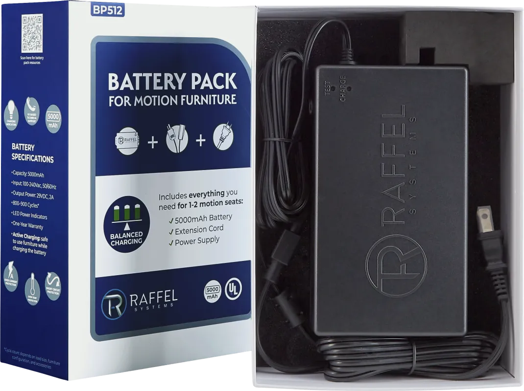 Raffel Black Rechargeable Battery Pack for Motion Furniture
