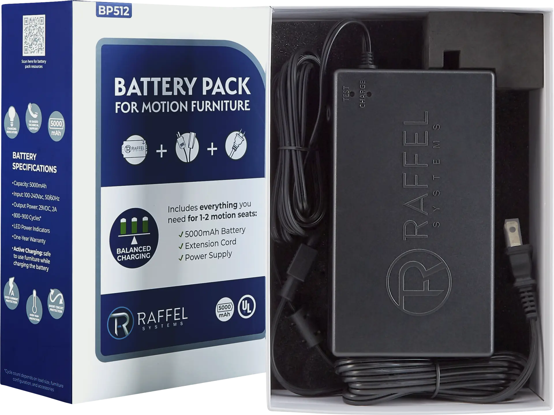 Raffel Black Rechargeable Battery Pack for Motion Furniture