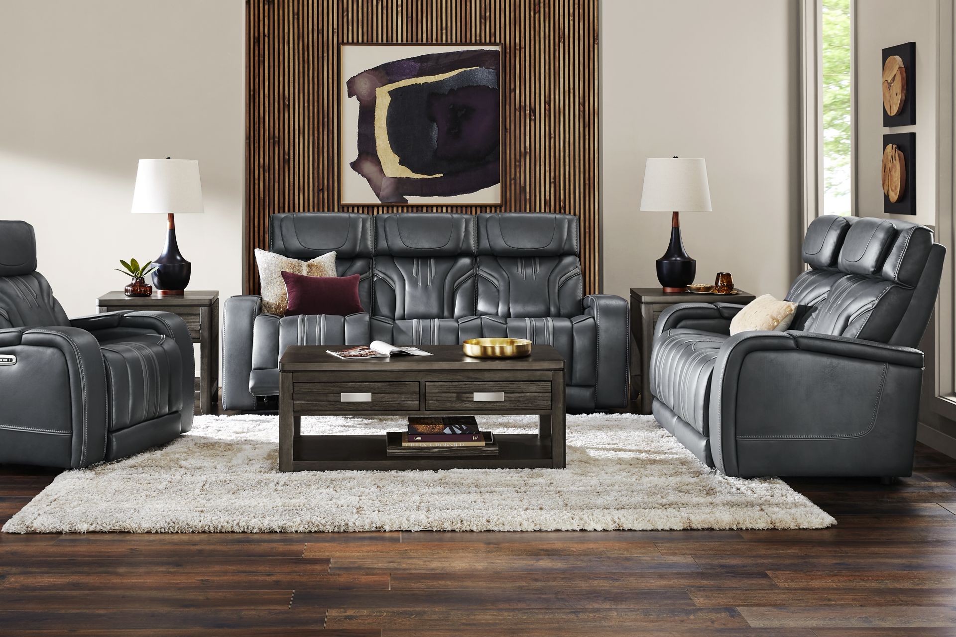 Southlake Navy 6 Pc Living Room with Triple Power Reclining Sofa - Image 1
