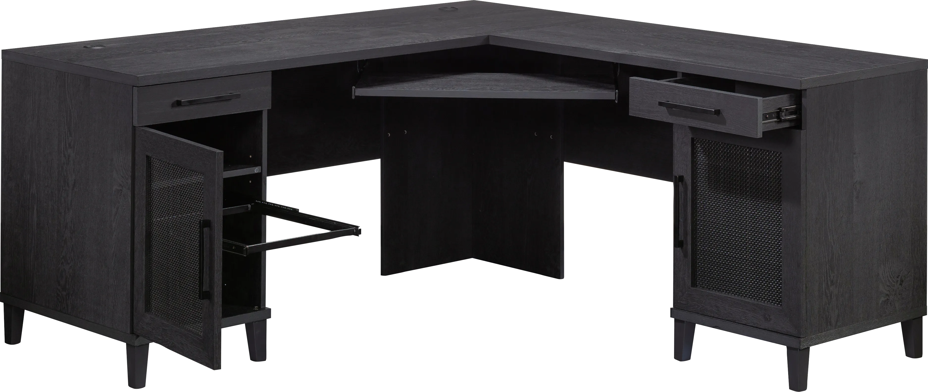 Drogheda Black L-Desk - Thumbnail - Image 1