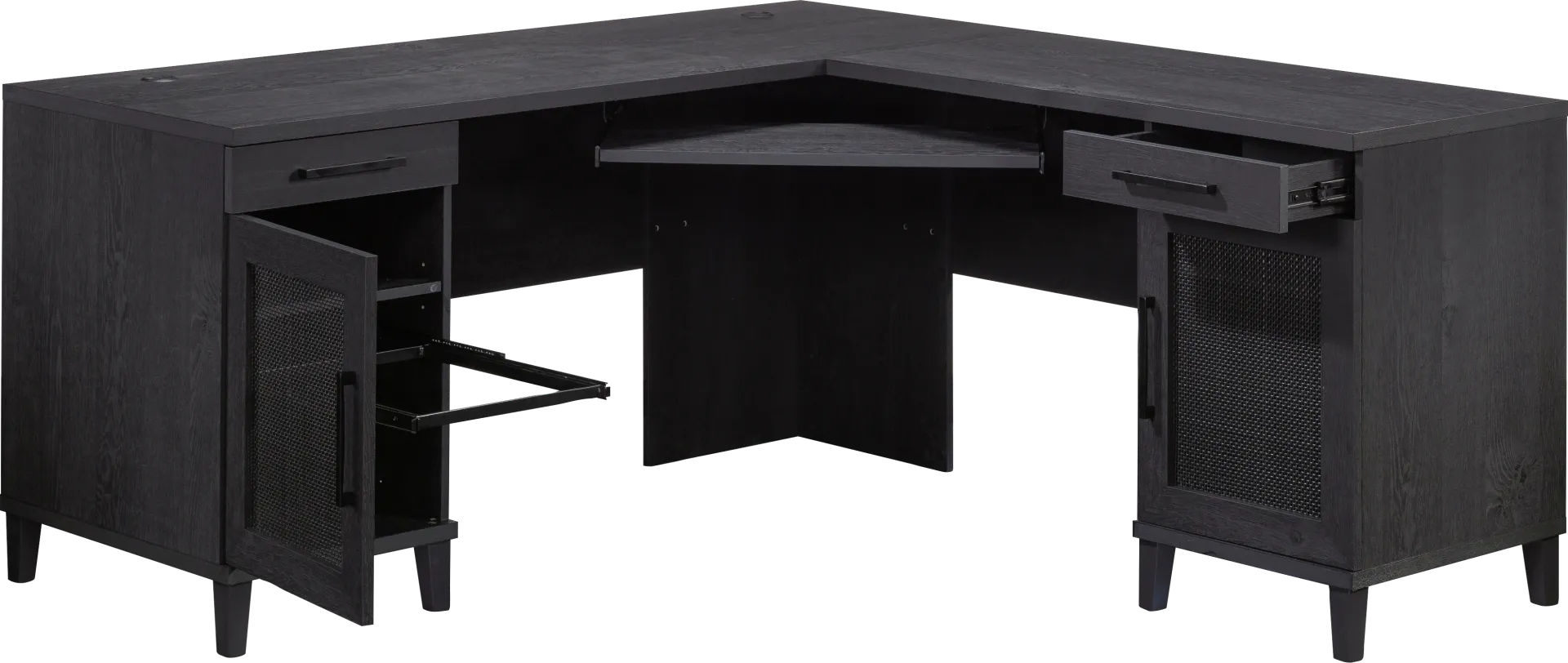 Drogheda Black L-Desk - Image 1