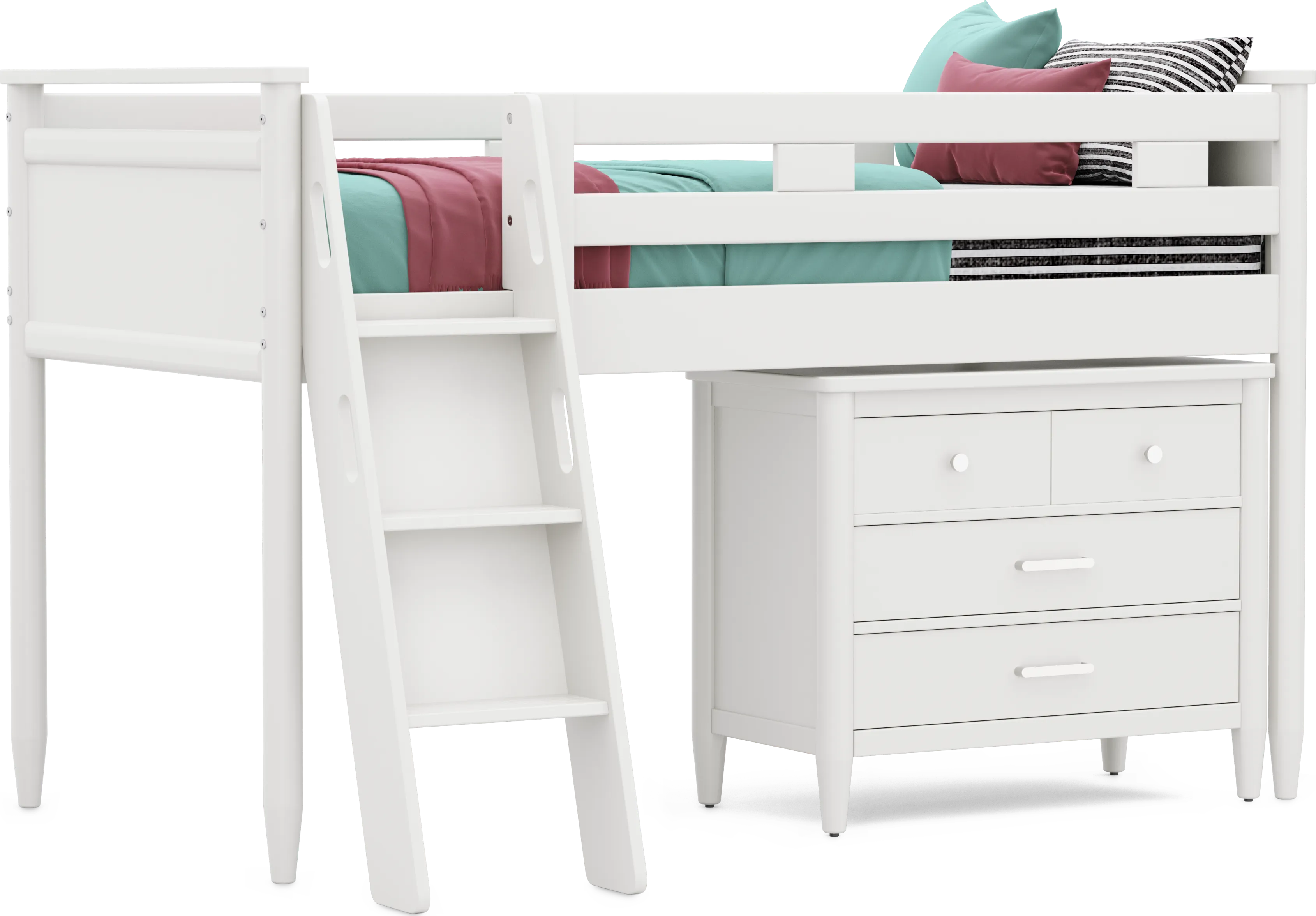 Kids Modern Colors White Twin Loft with Loft Chest - Thumbnail - Image 1