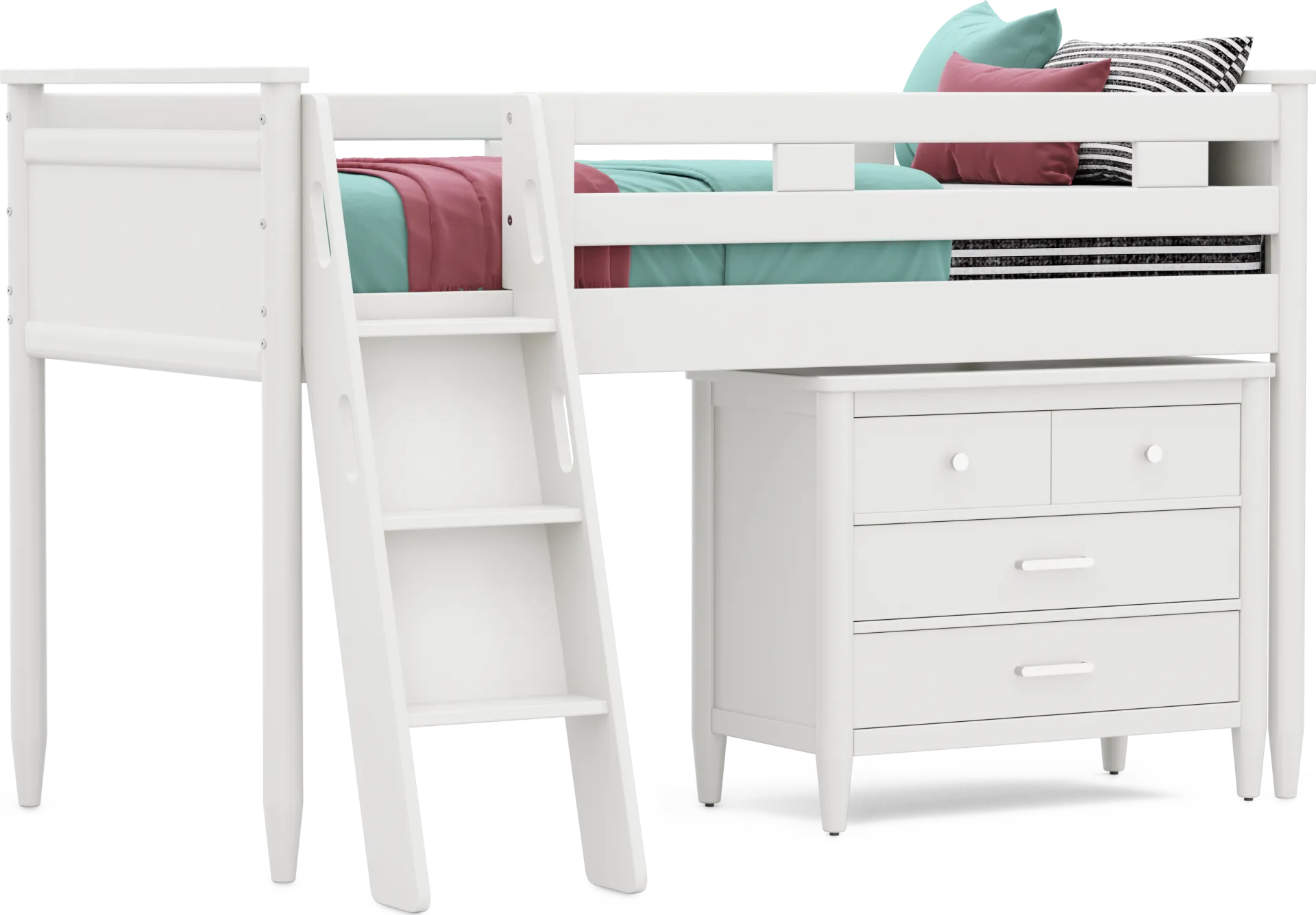 Kids Modern Colors White Twin Loft with Loft Chest - Image 1