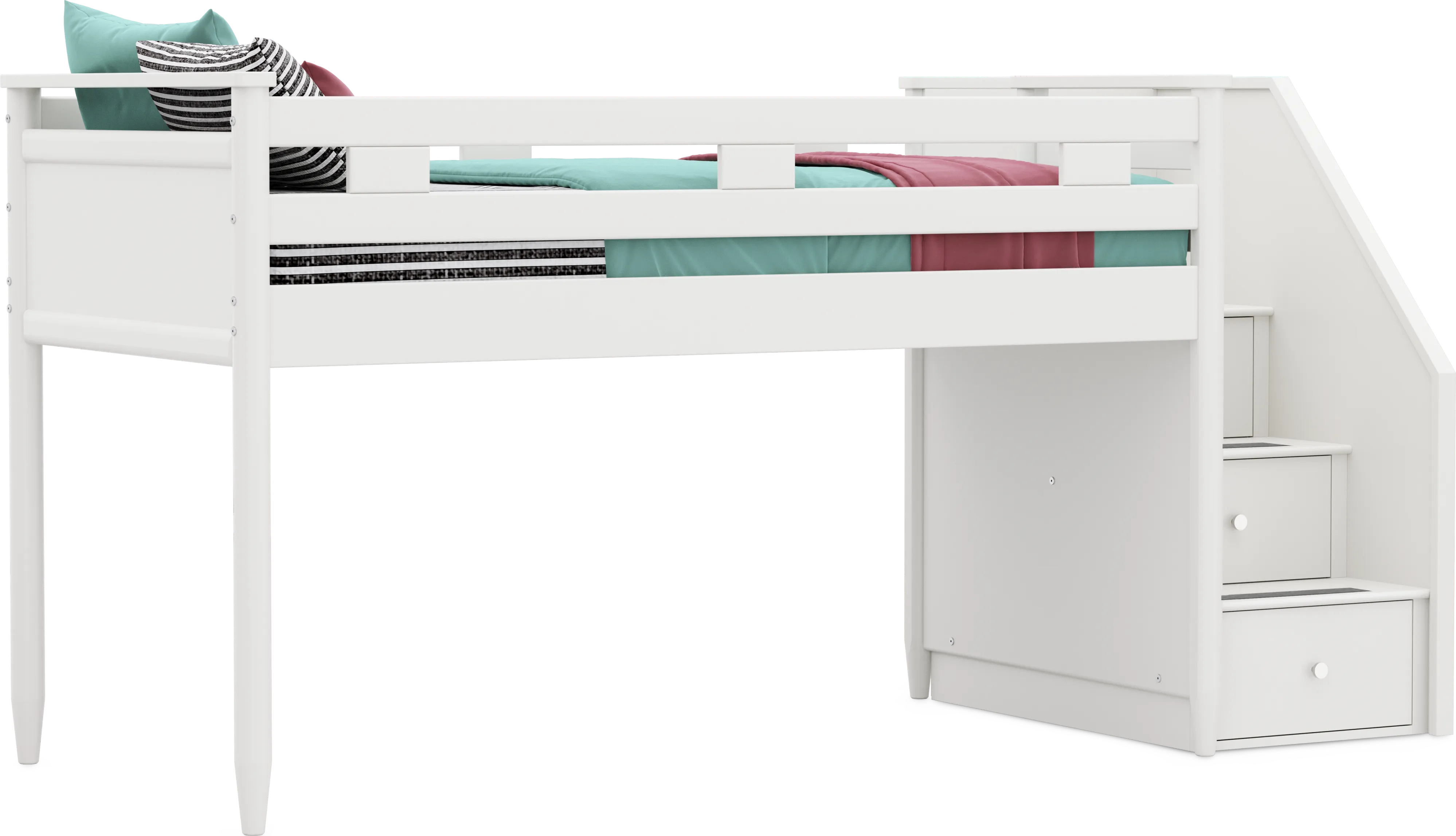 Kids Modern Colors White Twin Step Loft - Thumbnail - Image 1