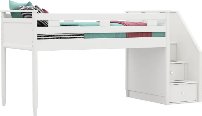 Kids Modern Colors White Twin Step Loft