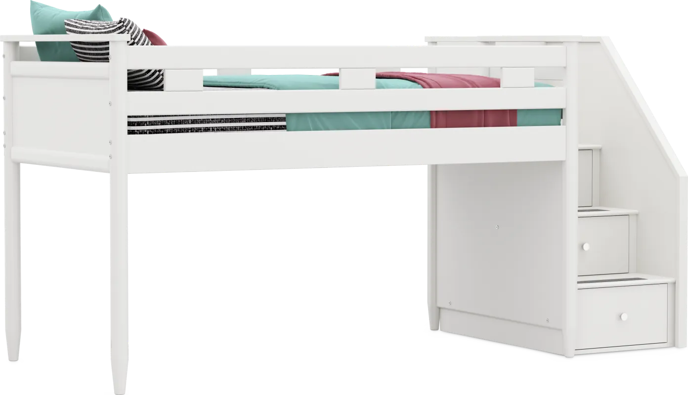 Kids Modern Colors White Twin Step Loft