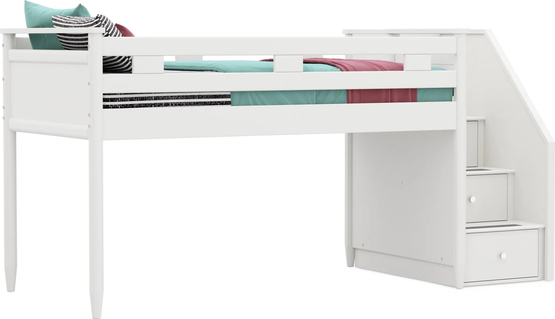 Kids Modern Colors White Twin Step Loft - Image 1