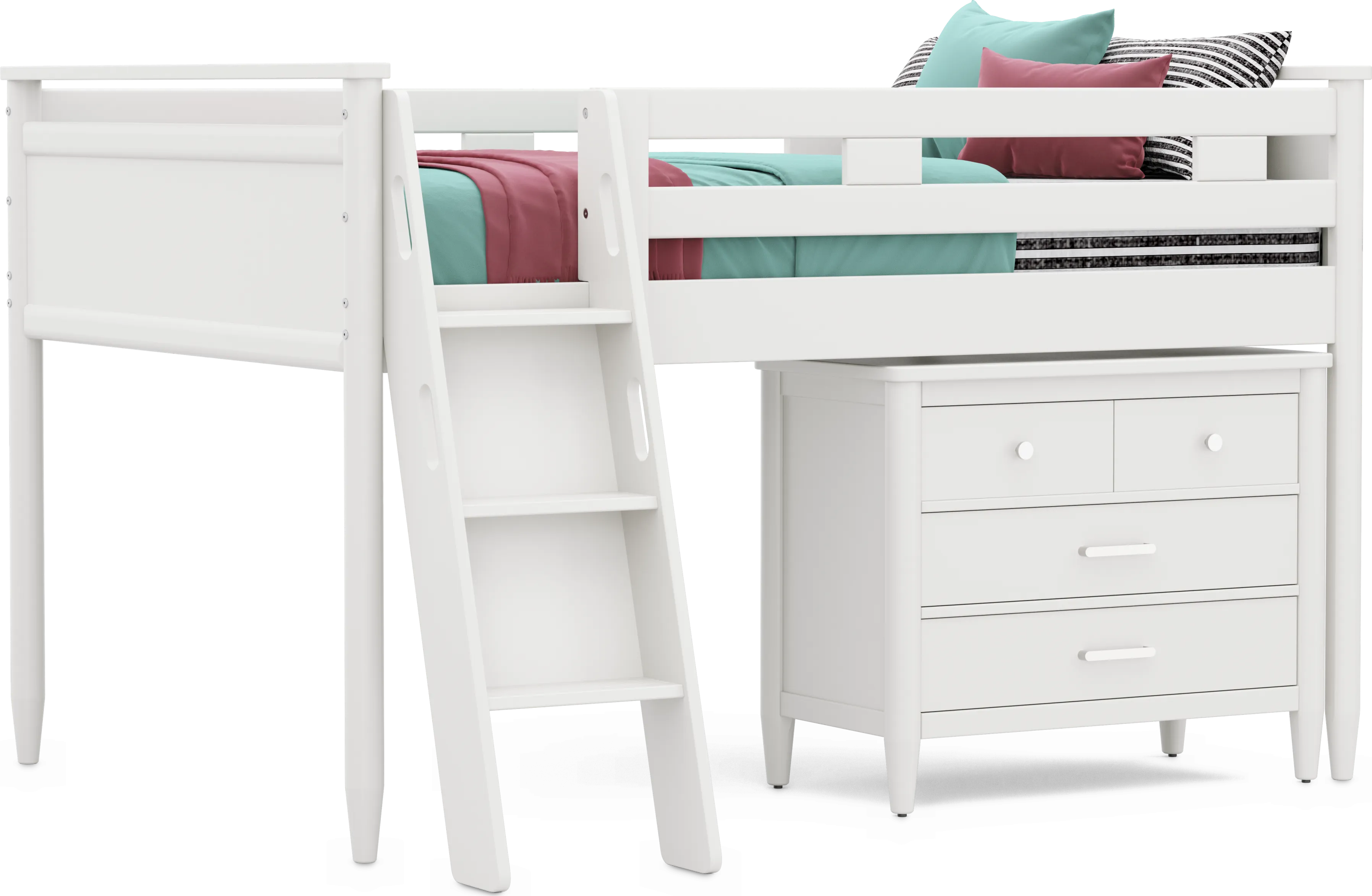 Kids Modern Colors White Full Loft with Loft Chest - Thumbnail - Image 1