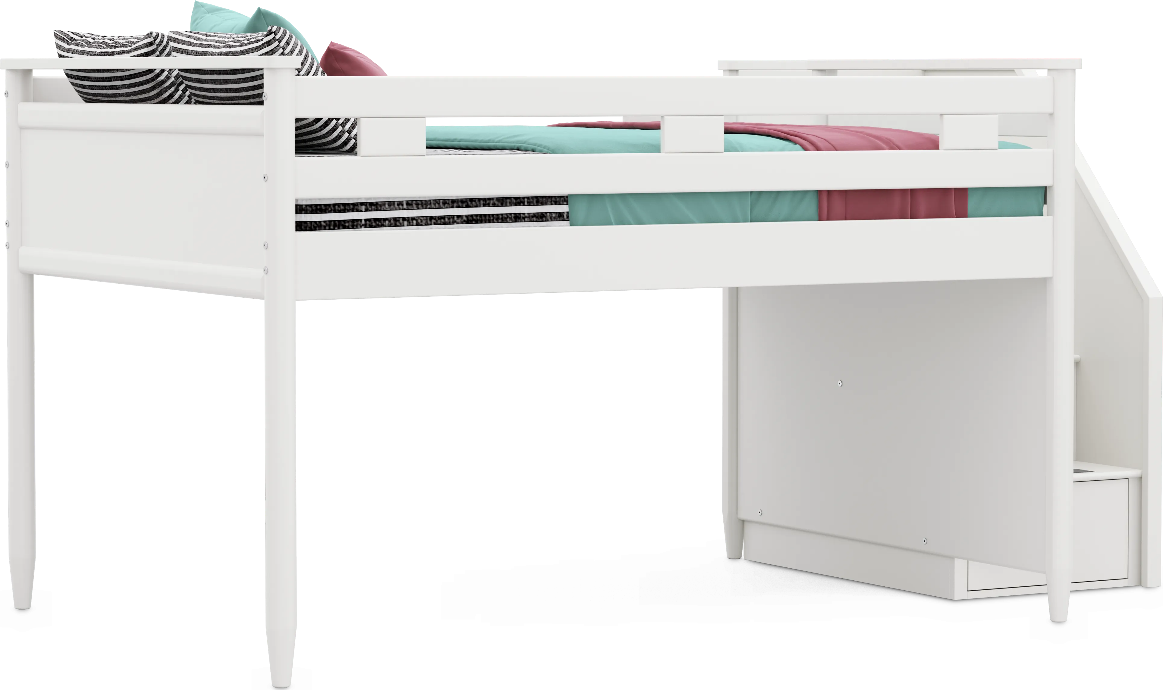 Kids Modern Colors White Full Step Loft - Thumbnail - Image 1