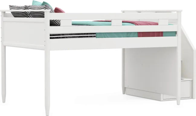 Kids Modern Colors White Full Step Loft