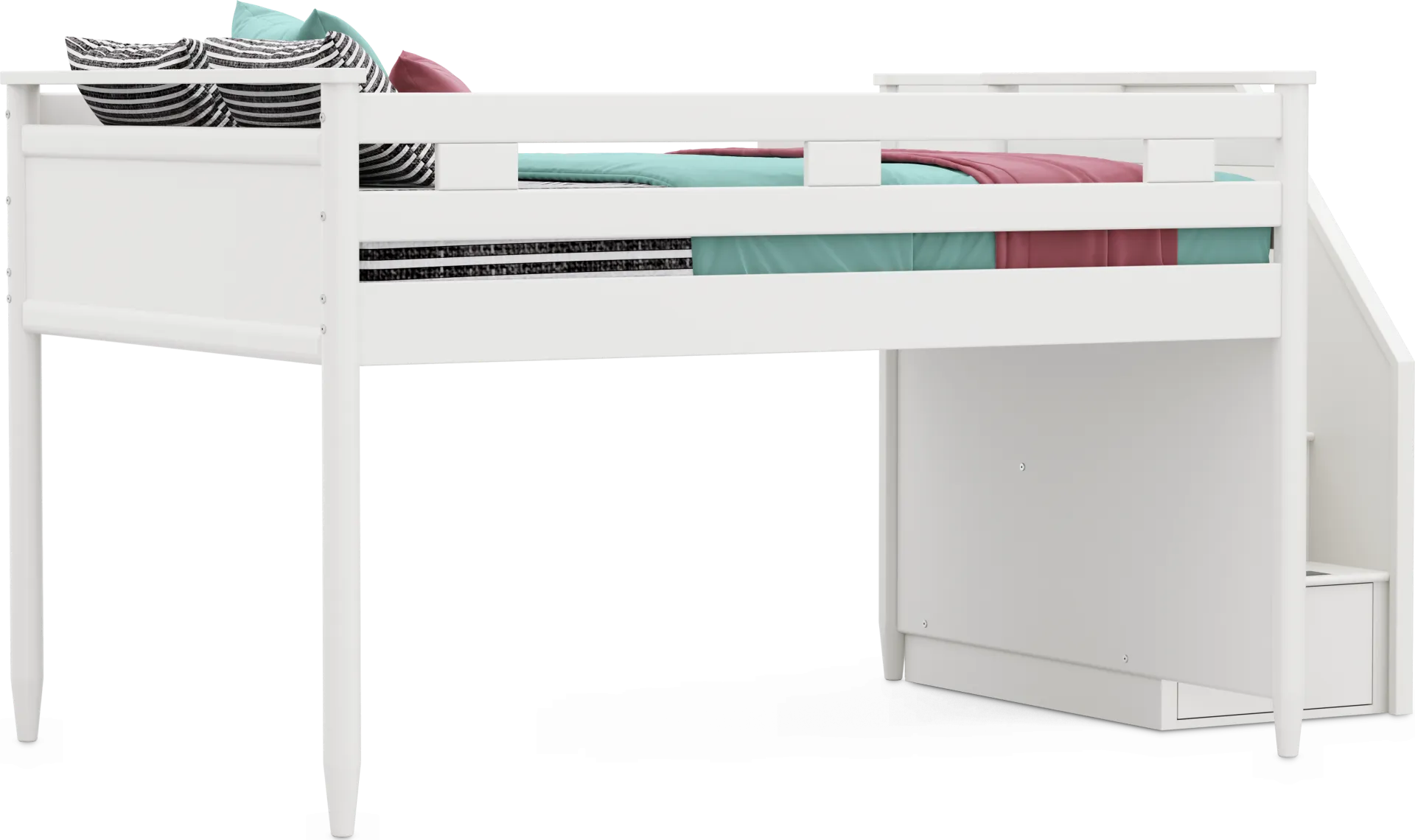 Kids Modern Colors White Full Step Loft - Image 1