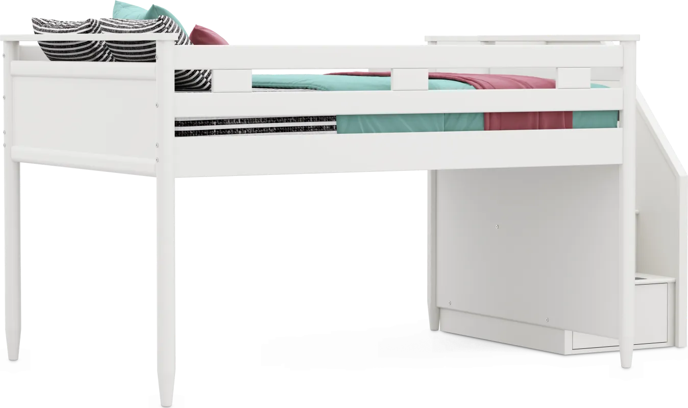 Kids Modern Colors White Full Step Loft