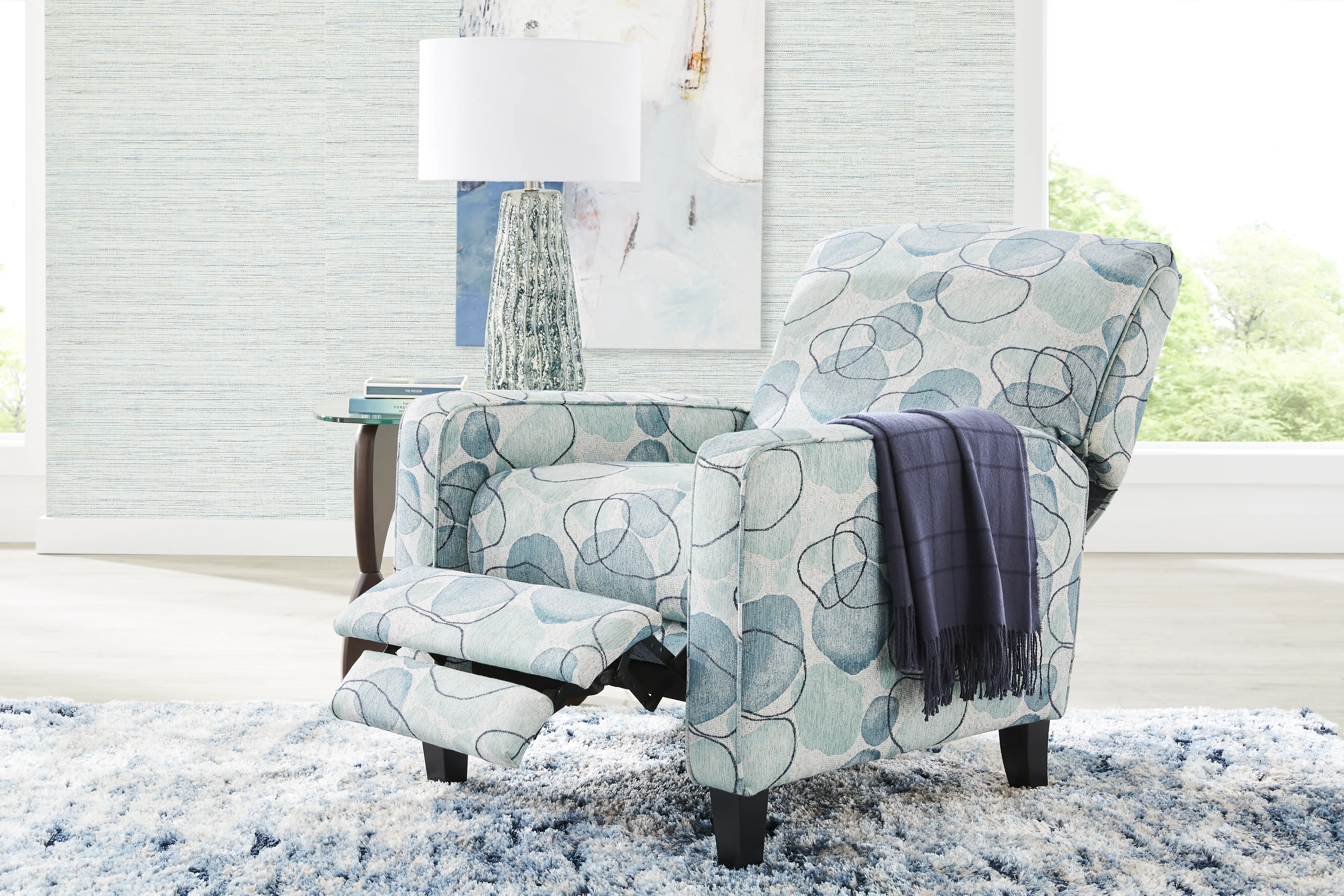 Alanis Bay Blue Push Back Recliner - Image 6