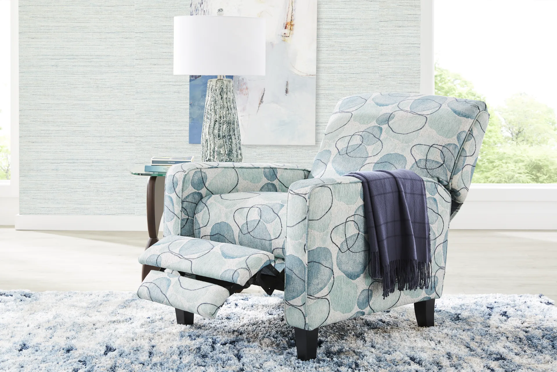 Alanis Bay Blue Push Back Recliner - Image 6
