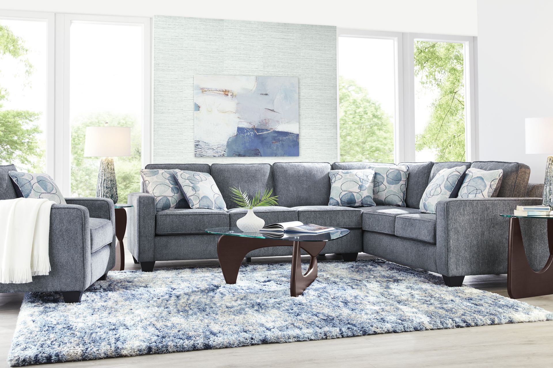 Alanis Bay Blue 2 Pc Gel Foam Sleeper Sectional - Image 2